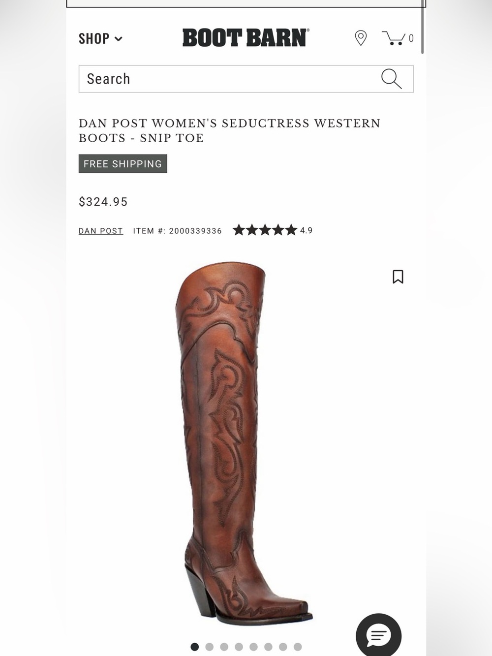 Dan post Cognac Leather Embroidered Western Knee-High Boots